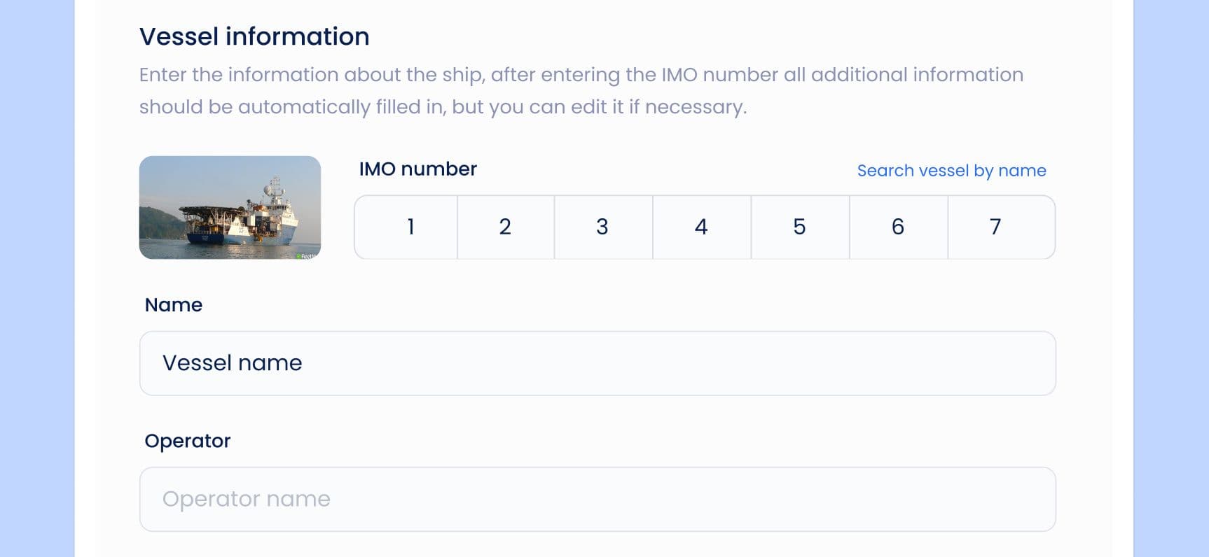 Adding vessels by IMO numbers