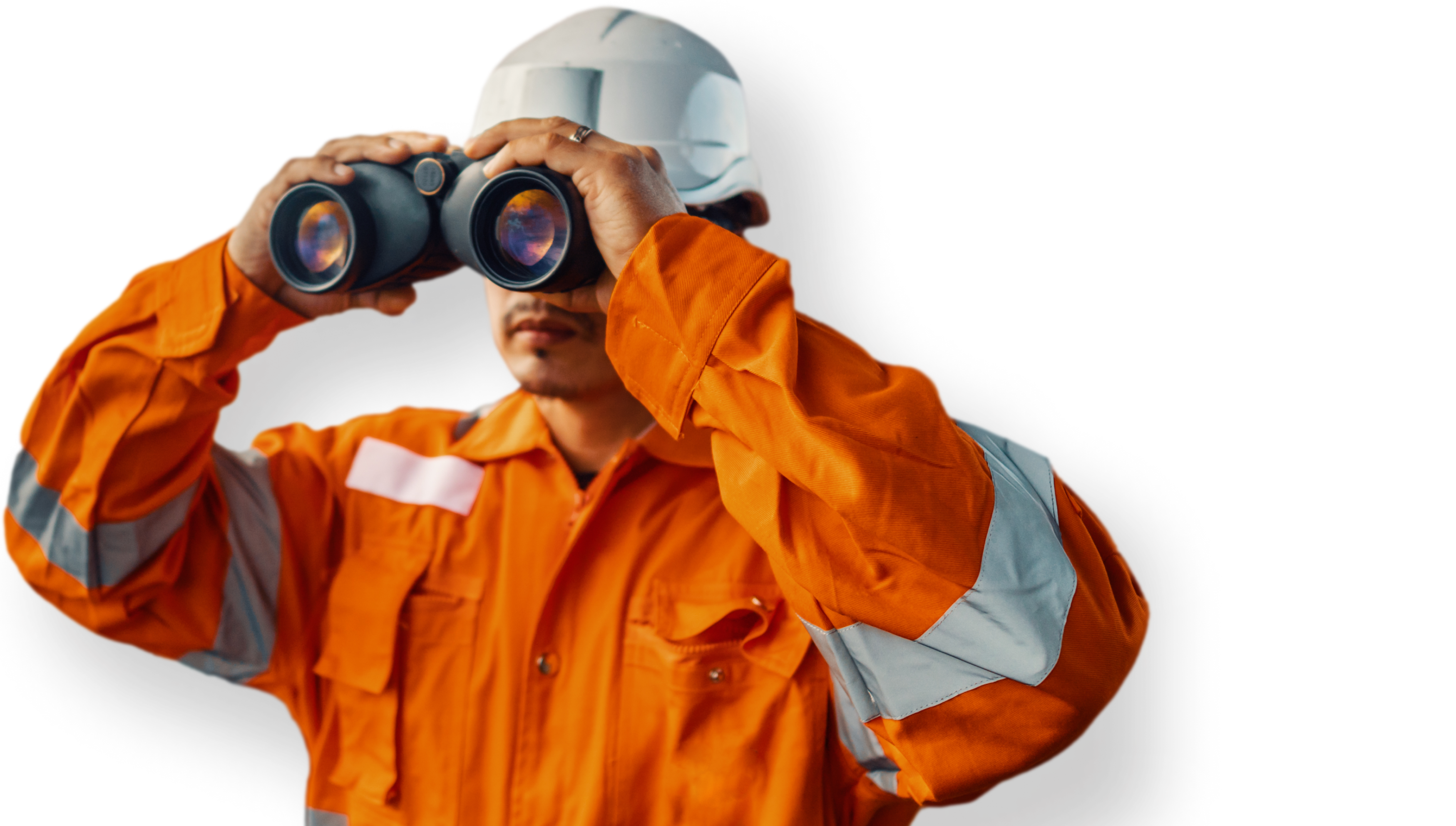Offshore seafarer looking for sea job with binoculars