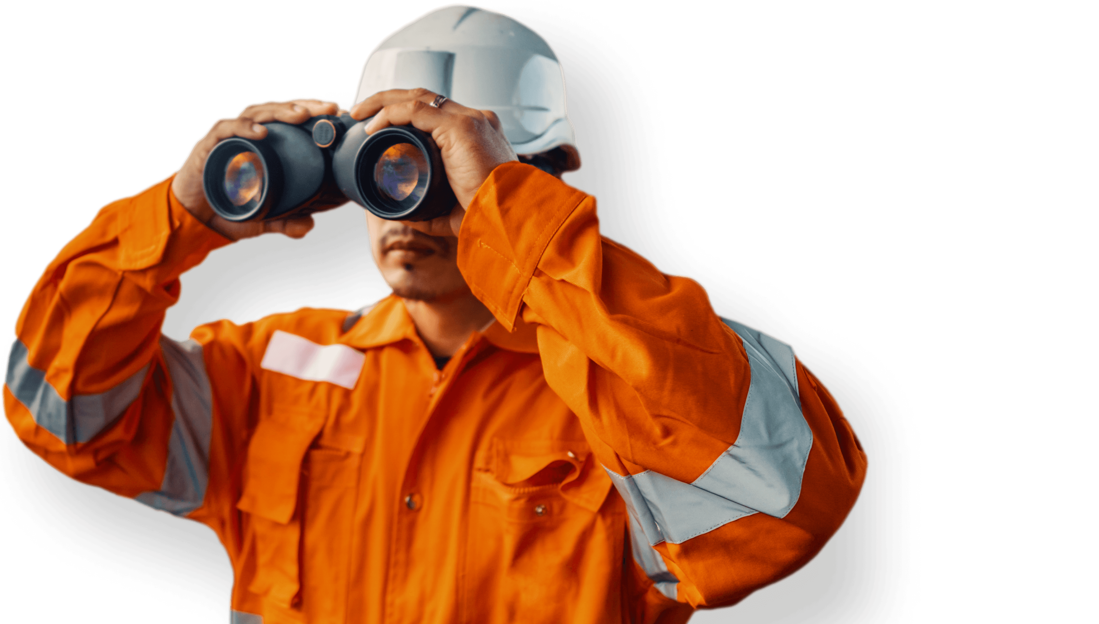 Offshore seafarer looking for sea job with binoculars