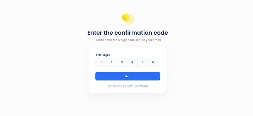Enter confirmation code during registration on Crewlinker